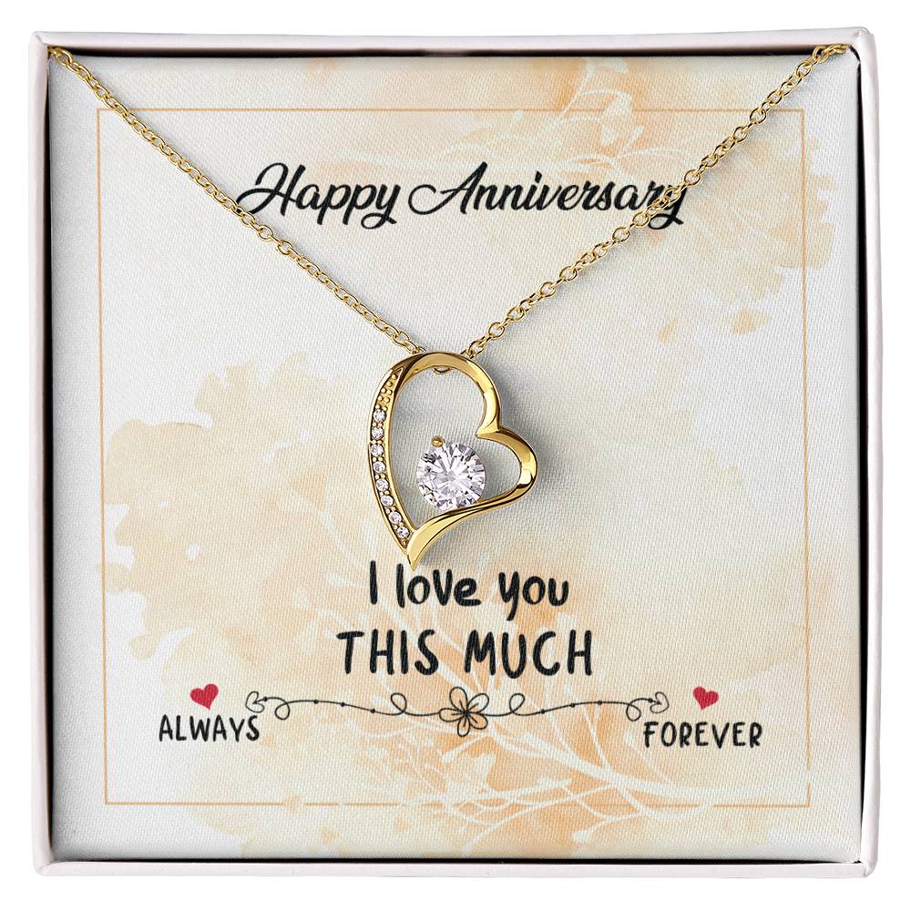 Happy Anniversary, I Love You This Much - Forever Love Necklace &amp; Sweetest Devotion Flower Bouquet – Gift for Wife