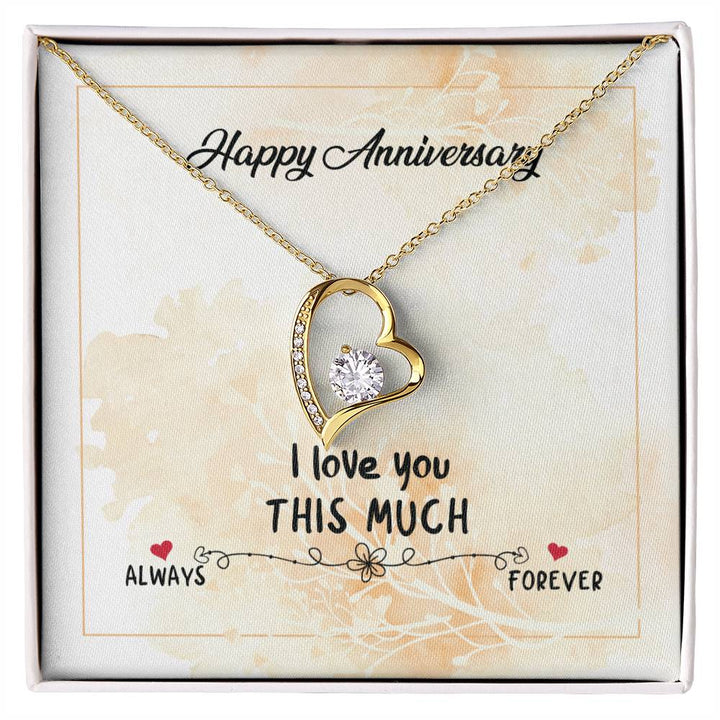 Happy Anniversary, I Love You This Much - Forever Love Necklace &amp; Sweetest Devotion Flower Bouquet – Gift for Wife