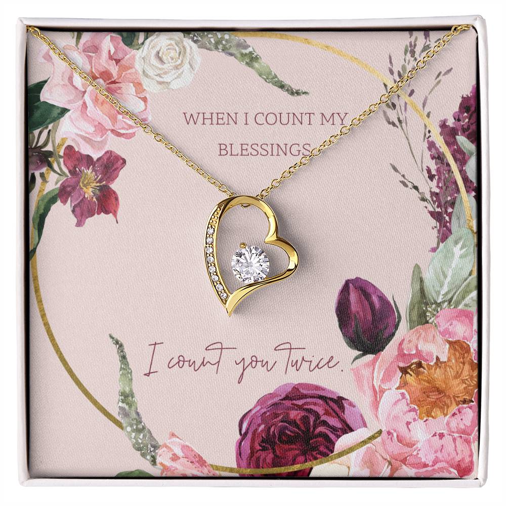 When I Count My Blessings, I Count You Twice - Forever Love Necklace & Sweetest Devotion Flower Bouquet - Gift for Wife - Gift for Girlfriend