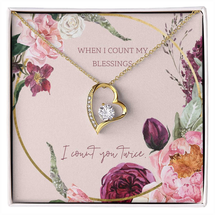 When I Count My Blessings, I Count You Twice - Forever Love Necklace &amp; Sweetest Devotion Flower Bouquet - Gift for Wife - Gift for Girlfriend