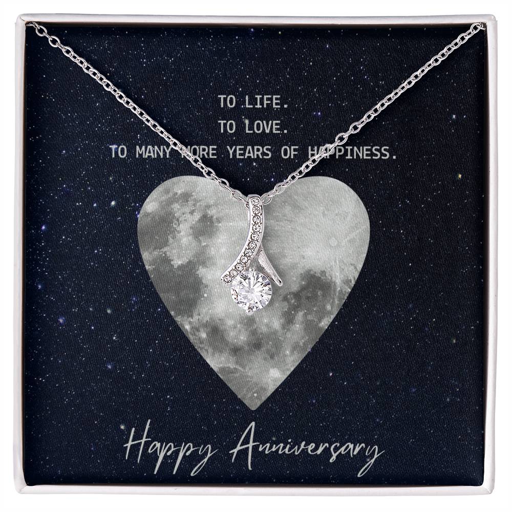 To Life. To Love. To Many More Years Of Happiness. Happy Anniversary - Alluring Beauty Necklace &amp; Sweetest Devotion Flower Bouquet - Gift for Wife - Gift for Girlfriend