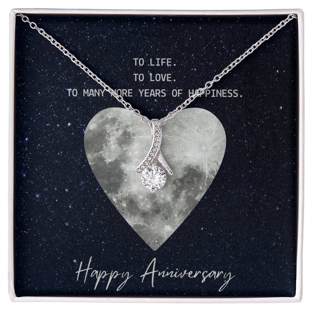 To Life. To Love. To Many More Years Of Happiness. Happy Anniversary - Alluring Beauty Necklace & Sweetest Devotion Flower Bouquet - Gift for Wife - Gift for Girlfriend