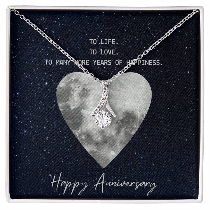 To Life. To Love. To Many More Years Of Happiness. Happy Anniversary - Alluring Beauty Necklace &amp; Sweetest Devotion Flower Bouquet - Gift for Wife - Gift for Girlfriend