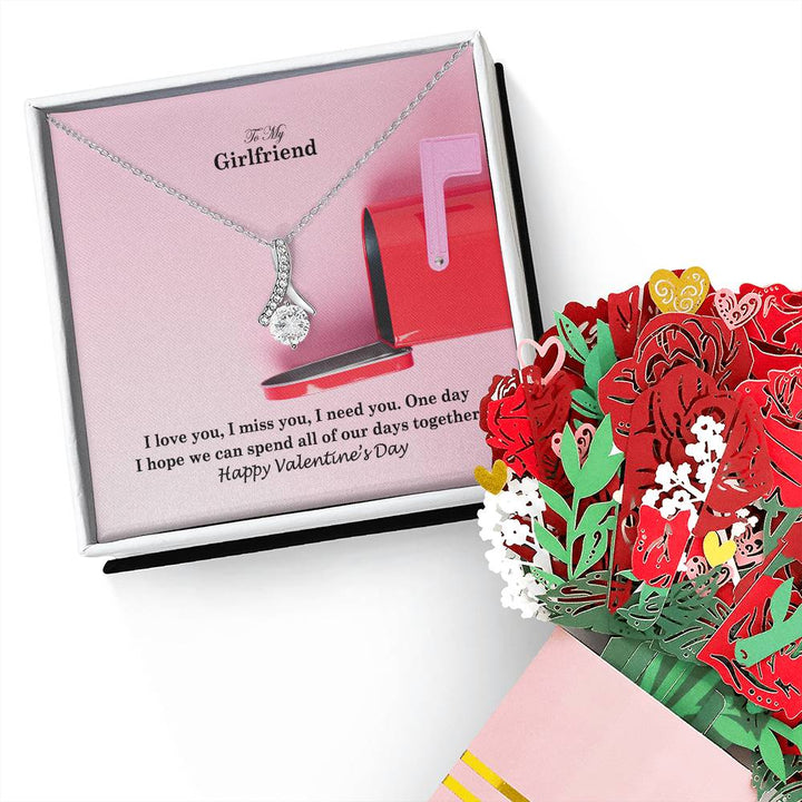 To My Girlfriend, One Day I Hope We Can Spend All Of Our Days Together - Alluring Beauty Necklace &amp; Sweetest Devotion Flower Bouquet – Gift for Girlfriend
