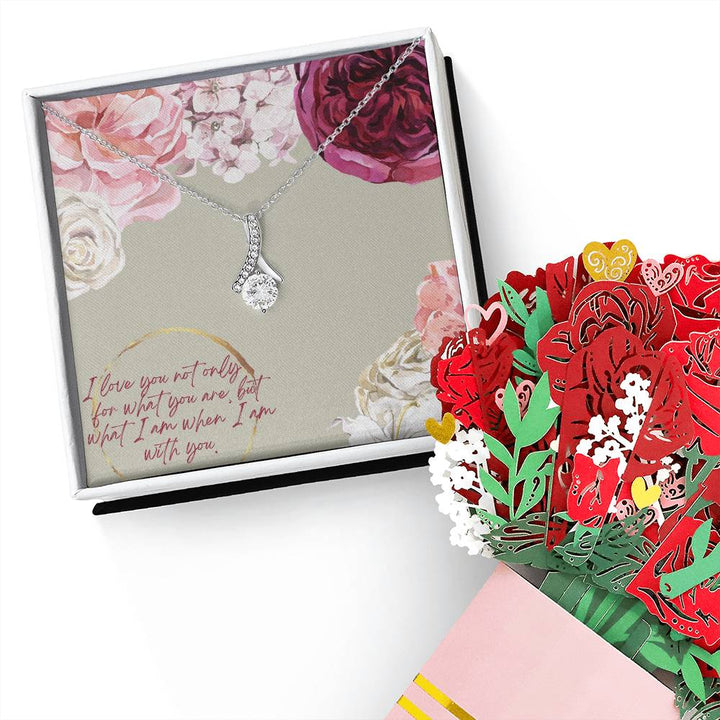 I Love You Not Only For What You Are - Alluring Beauty Necklace &amp; Sweetest Devotion Flower Bouquet – Gift for Wife – Gift for Girlfriend
