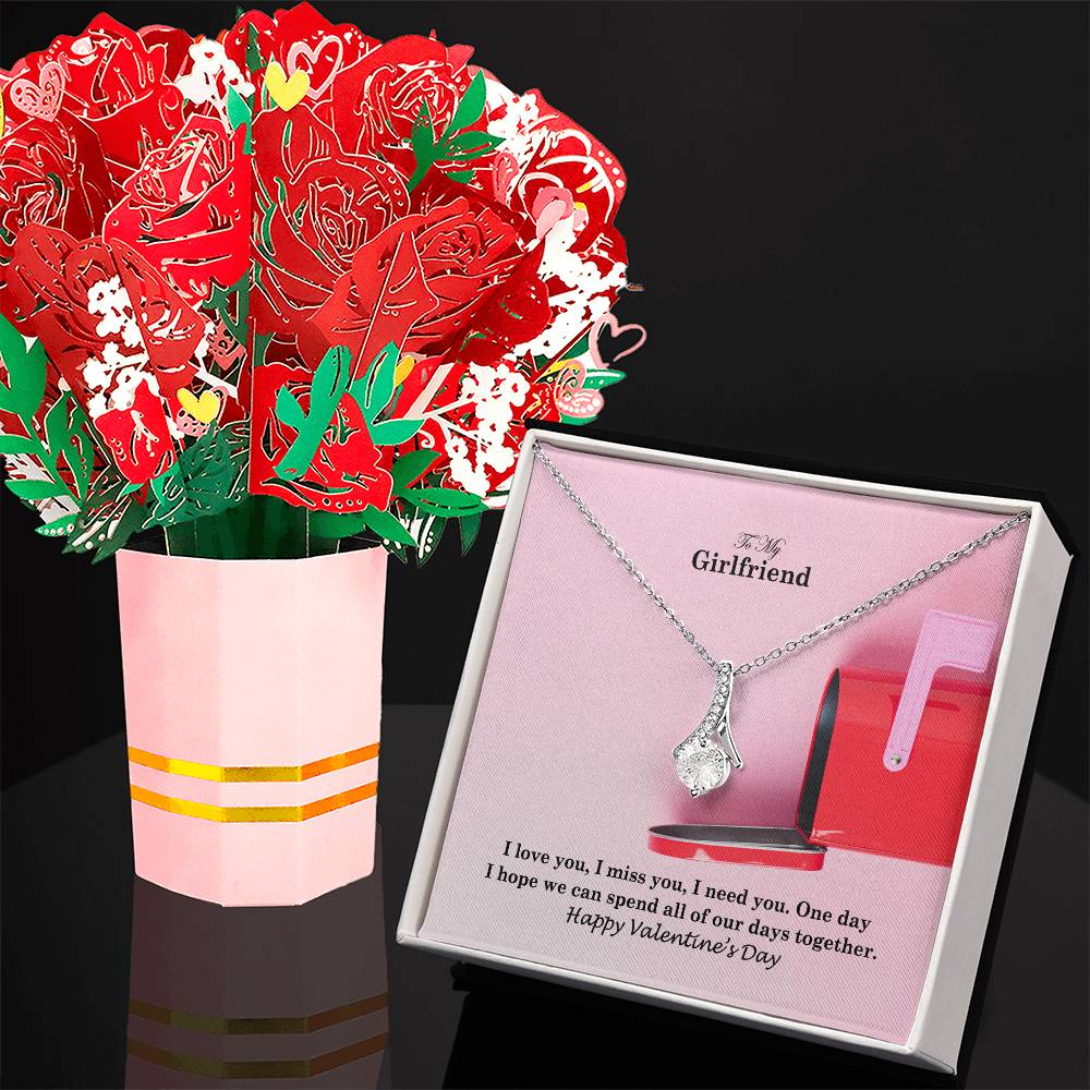 To My Girlfriend, One Day I Hope We Can Spend All Of Our Days Together - Alluring Beauty Necklace &amp; Sweetest Devotion Flower Bouquet – Gift for Girlfriend