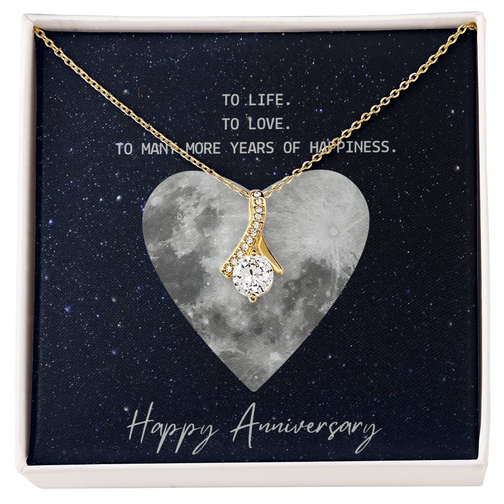 To Life. To Love. To Many More Years Of Happiness. Happy Anniversary - Alluring Beauty Necklace & Sweetest Devotion Flower Bouquet - Gift for Wife - Gift for Girlfriend