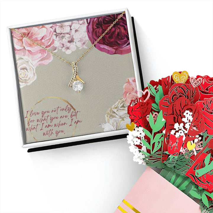 I Love You Not Only For What You Are - Alluring Beauty Necklace &amp; Sweetest Devotion Flower Bouquet – Gift for Wife – Gift for Girlfriend