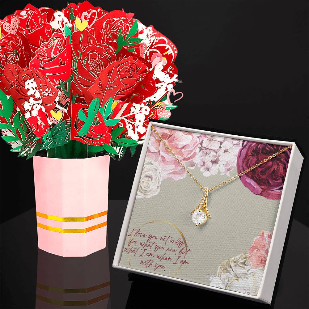 I Love You Not Only For What You Are - Alluring Beauty Necklace & Sweetest Devotion Flower Bouquet - Gift for Wife - Gift for Girlfriend