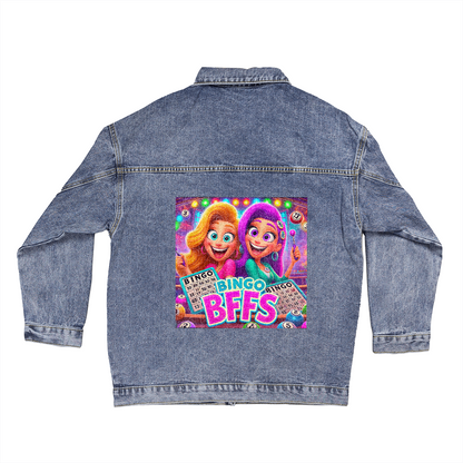 Bingo BFFS 2 - Oversized Women's DTG Denim Jacket - Gift for Her