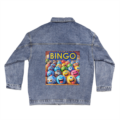 Bingo 01 - Oversized Women's DTG Denim Jacket - Gift for Her