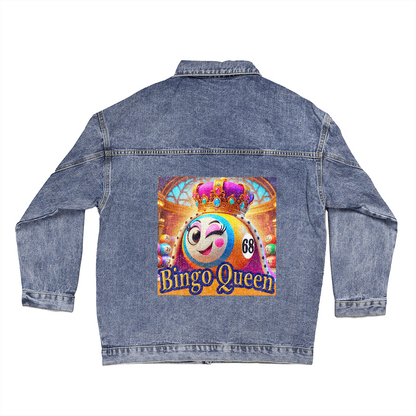Bingo Queen - Oversized Women's DTG Denim Jacket - Gift for Her