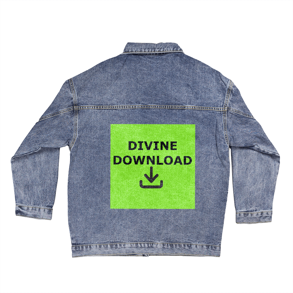Divine Download - Oversized Women's DTG Denim Jacket - Gift for Her