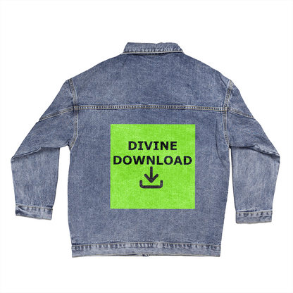 Divine Download - Oversized Women's DTG Denim Jacket - Gift for Her