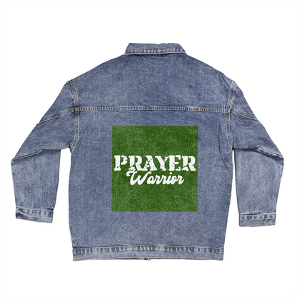 Prayer Warrior - Oversized Women's DTG Denim Jacket - Gift for Her