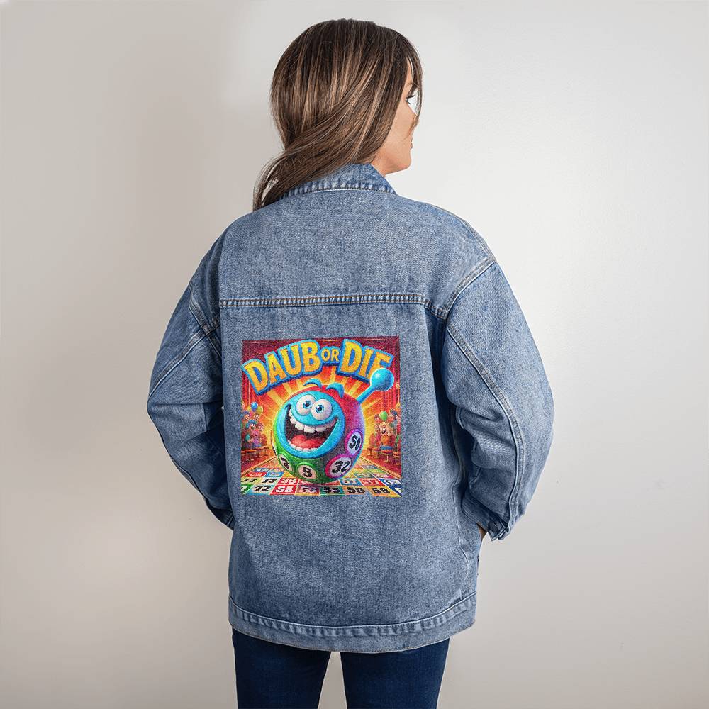 Daub Or Die - Oversized Women's DTG Denim Jacket - Gift for Her