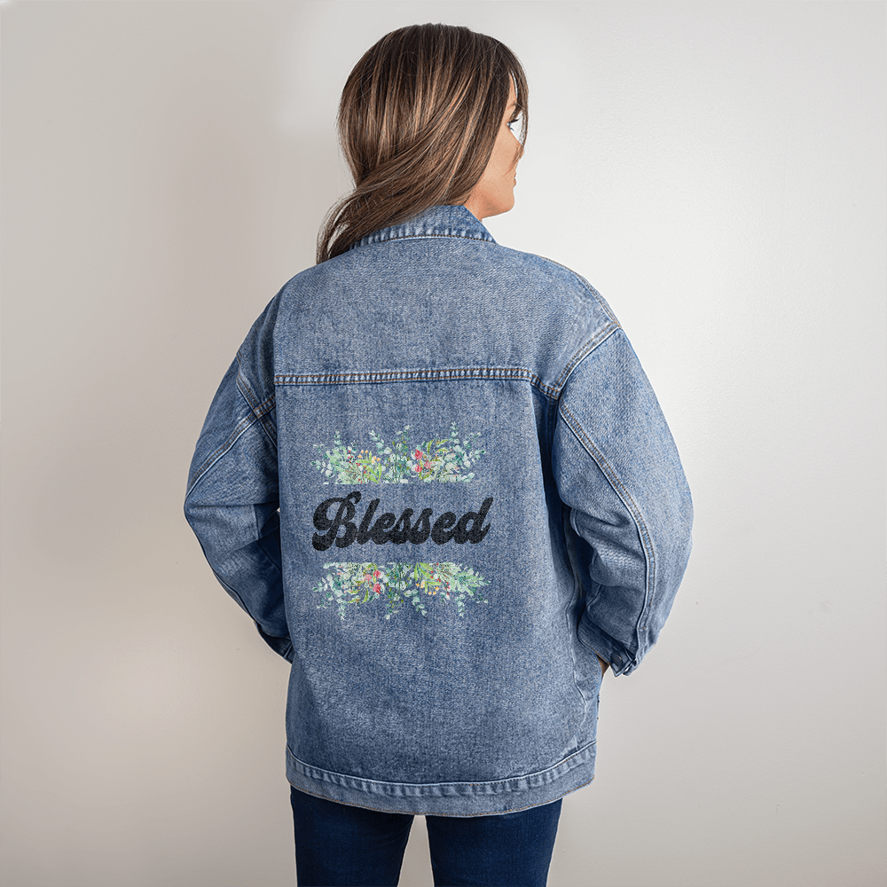 Blessed - Oversized Women's DTG Denim Jacket - Gift for Her