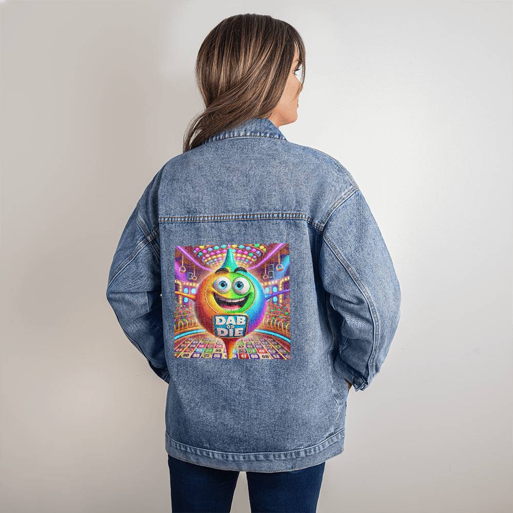 Dab Or Die 2 - Oversized Women's DTG Denim Jacket - Gift for Her