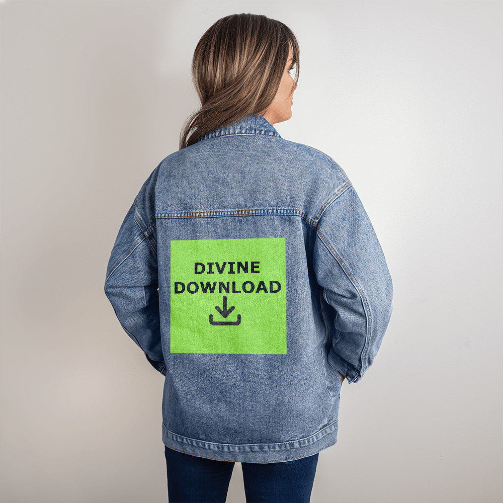 Divine Download - Oversized Women's DTG Denim Jacket - Gift for Her