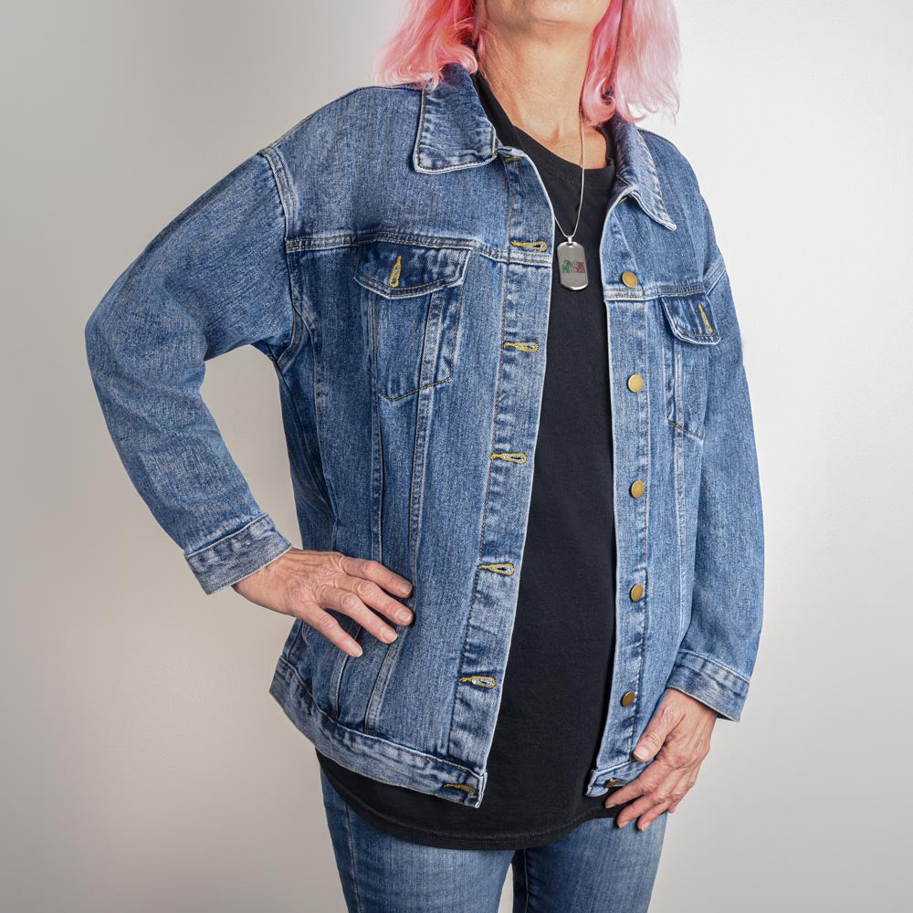Blessed - Oversized Women's DTG Denim Jacket - Gift for Her