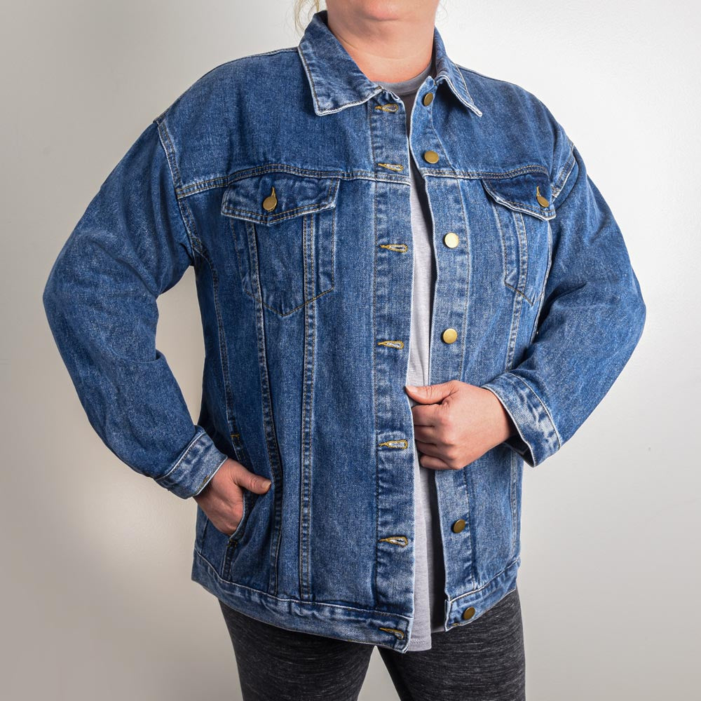 PEACE - Oversized Women's DTG Denim Jacket - Gift for Her