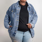 Bingo 01 - Oversized Women's DTG Denim Jacket - Gift for Her
