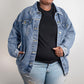 Faith Hope Love - Oversized Women's DTG Denim Jacket - Gift for Her