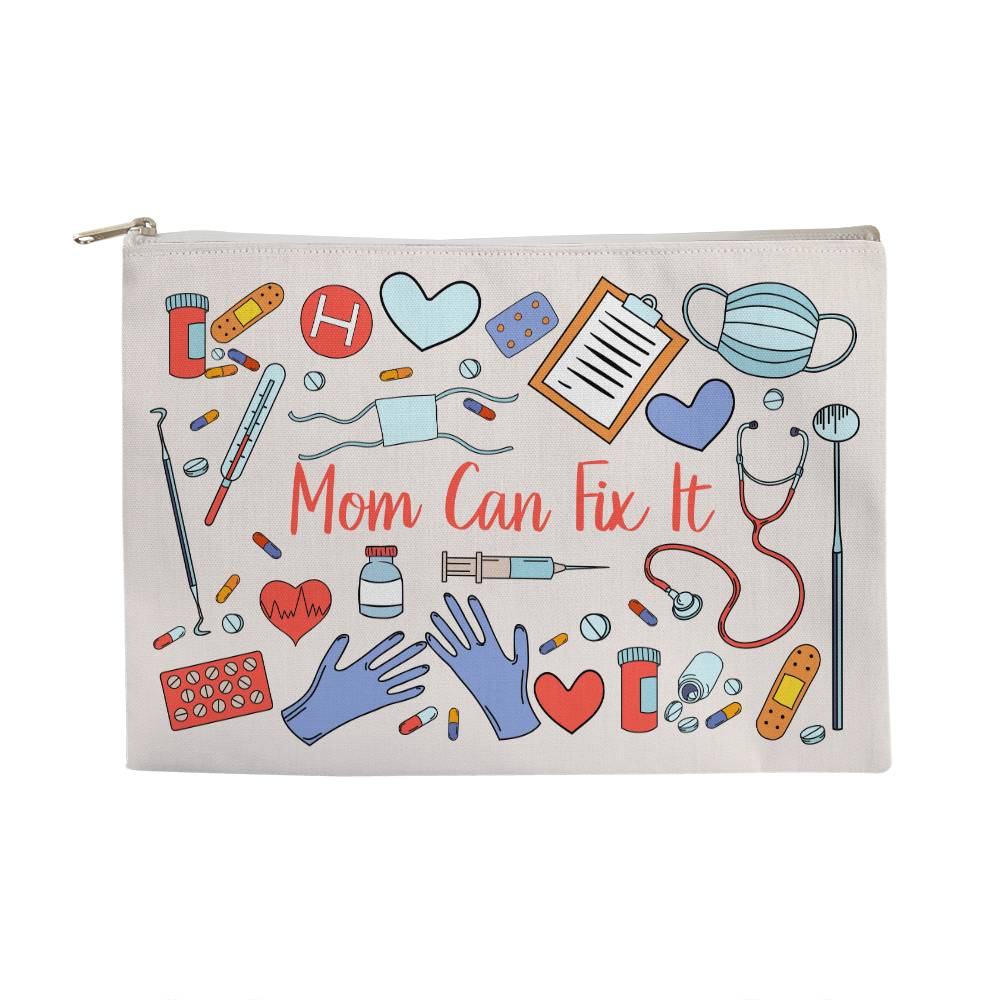 Mom Can Fix It - Fabric Zippered Pouch Large - Gift for Her