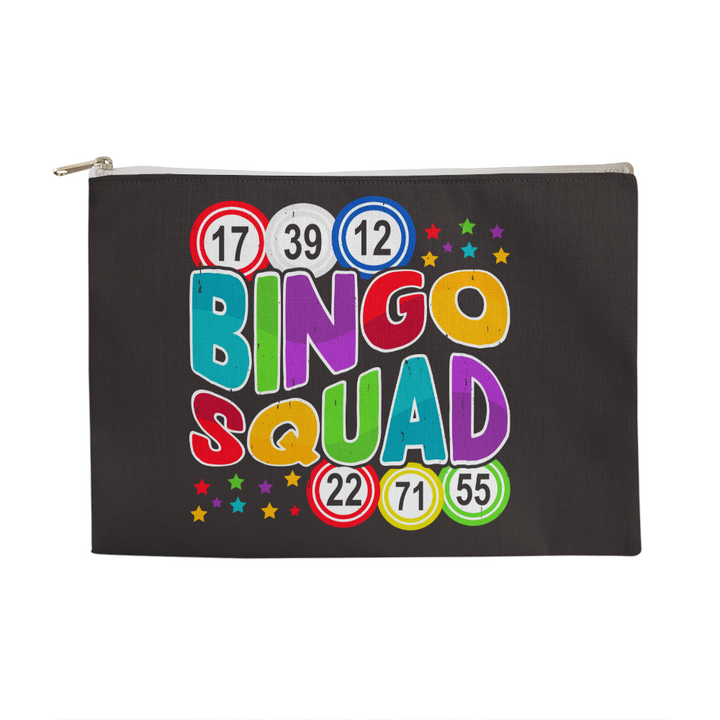 Bingo Squad – Large Fabric Zippered Pouch – Gift for Her - Gift for Him