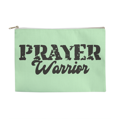 Prayer Warrior - Large Fabric Zippered Pouch - Gift for Her - Gift for Him