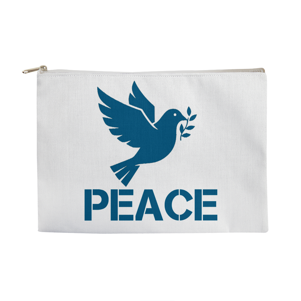 PEACE - Large Fabric Zippered Pouch - Gift for Her - Gift for Him