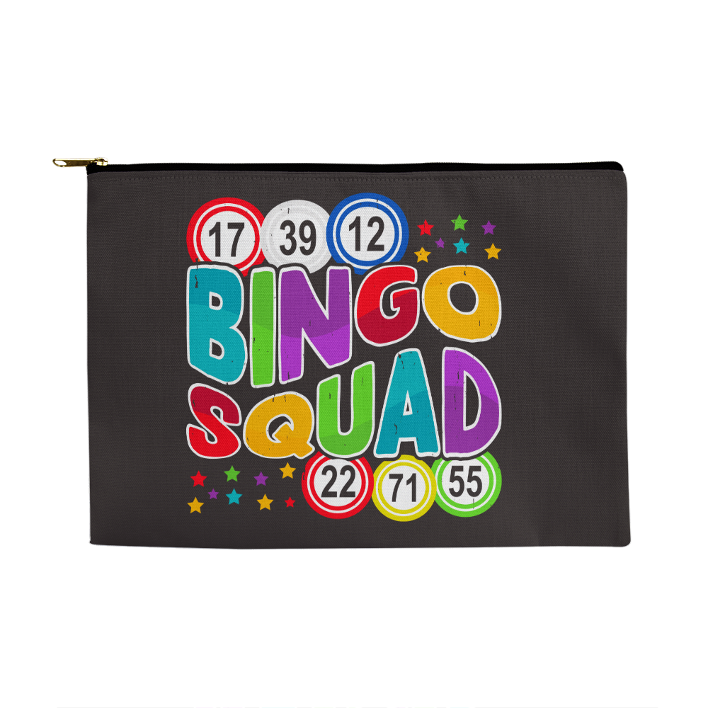 Bingo Squad – Large Fabric Zippered Pouch – Gift for Her - Gift for Him