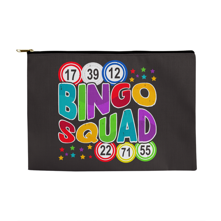 Bingo Squad – Large Fabric Zippered Pouch – Gift for Her - Gift for Him