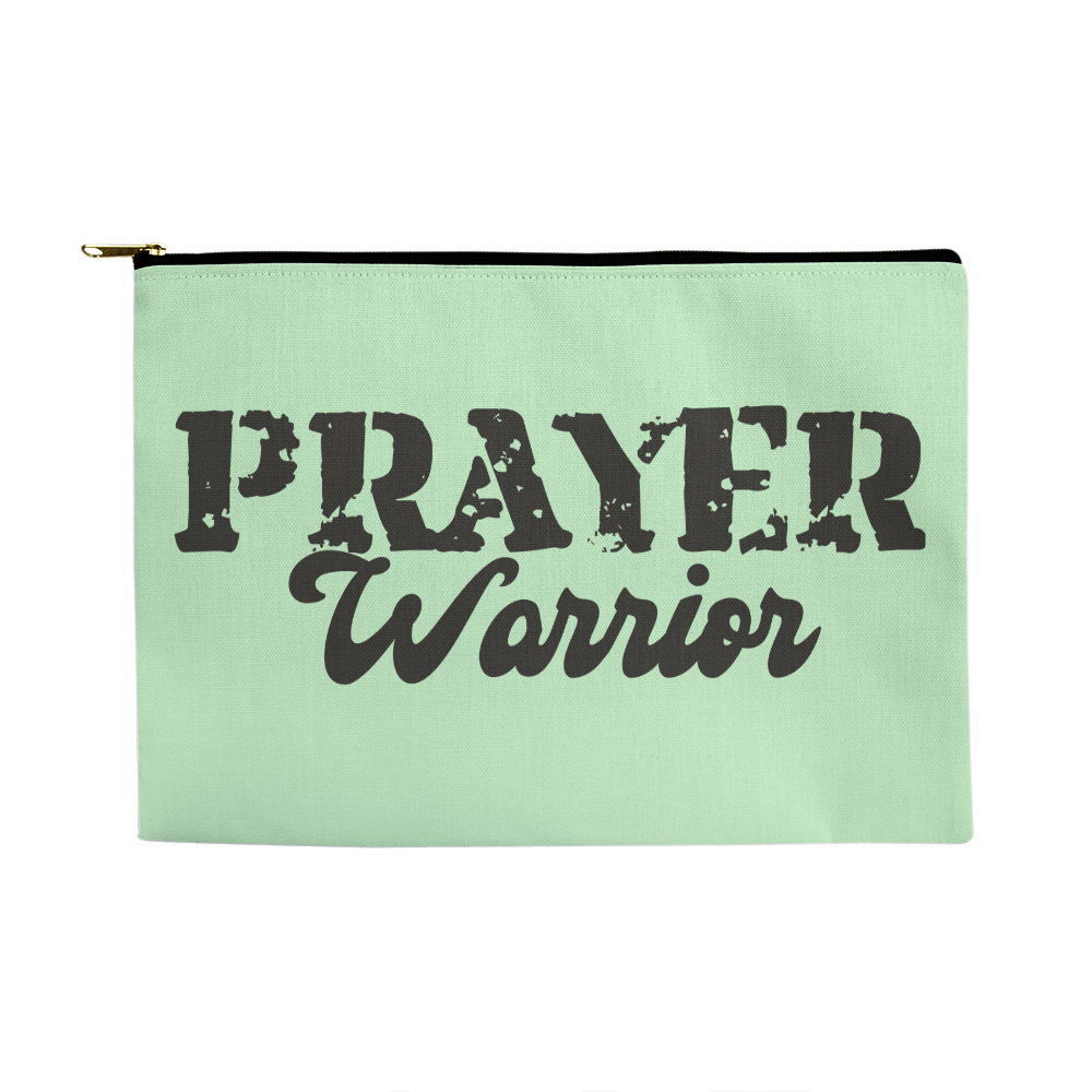 Prayer Warrior - Large Fabric Zippered Pouch - Gift for Her - Gift for Him