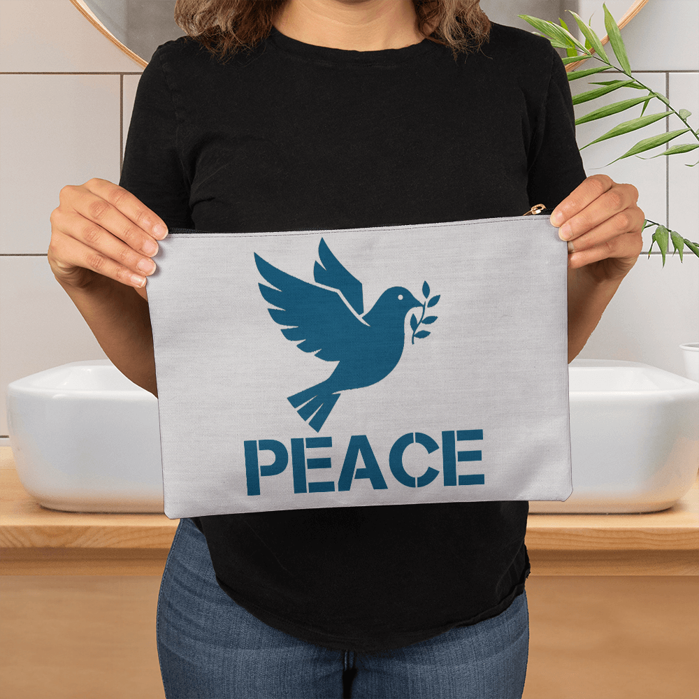 PEACE - Large Fabric Zippered Pouch - Gift for Her - Gift for Him