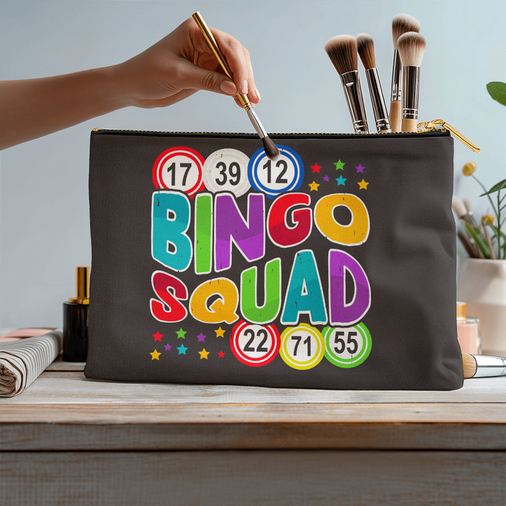 Bingo Squad – Large Fabric Zippered Pouch – Gift for Her - Gift for Him