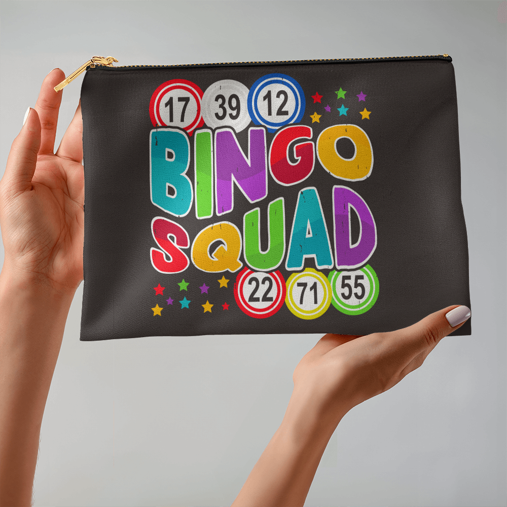 Bingo Squad- Fabric Zippered Pouch Large - Gift for Her - Gift for Him