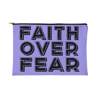 Faith Over Fear (Black) - Fabric Zippered Pouch Small - Gift for Her - Gift for Him