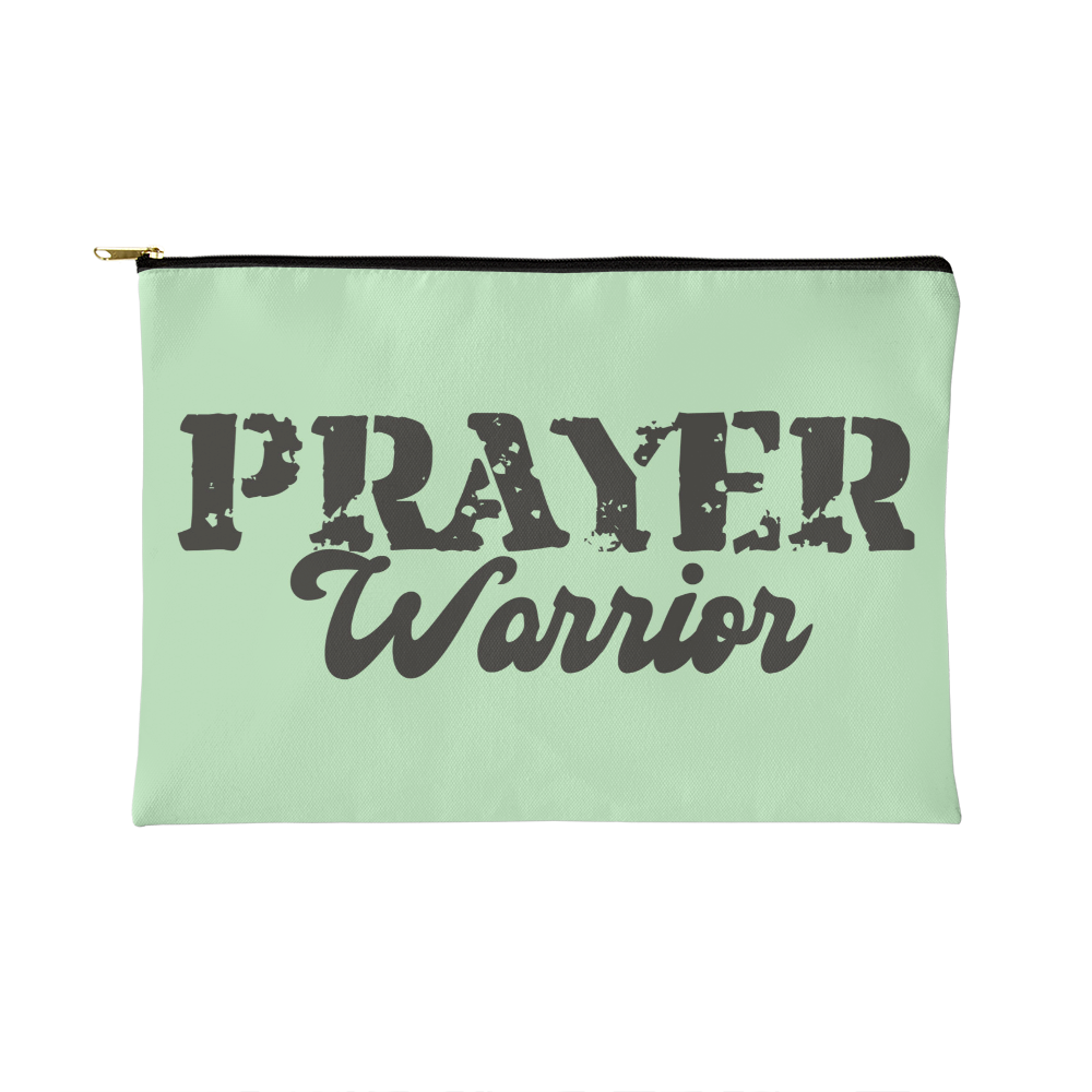 Prayer Warrior - Small Fabric Zippered Pouch - Gift for Her - Gift for Him