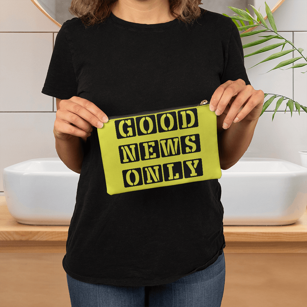 Good News Only - Small Fabric Zippered Pouch - Gift for Her - Gift for Him