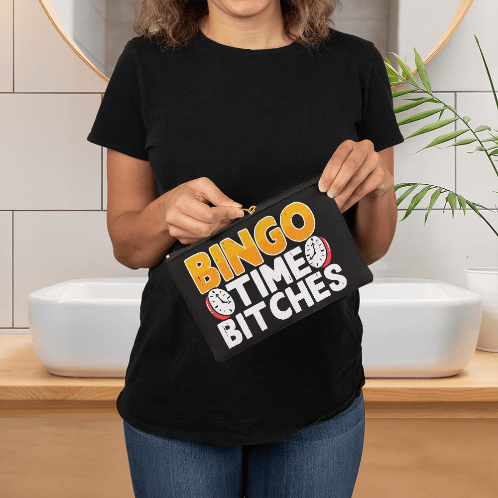 Bingo Time Bitches – Small Fabric Zippered Pouch – Gift for Her