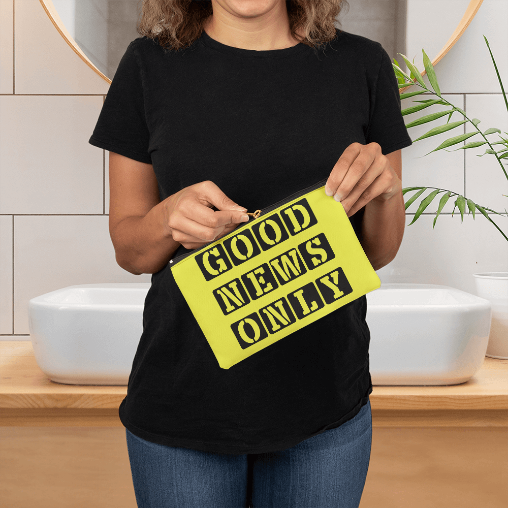 Good News Only - Small Fabric Zippered Pouch - Gift for Her - Gift for Him