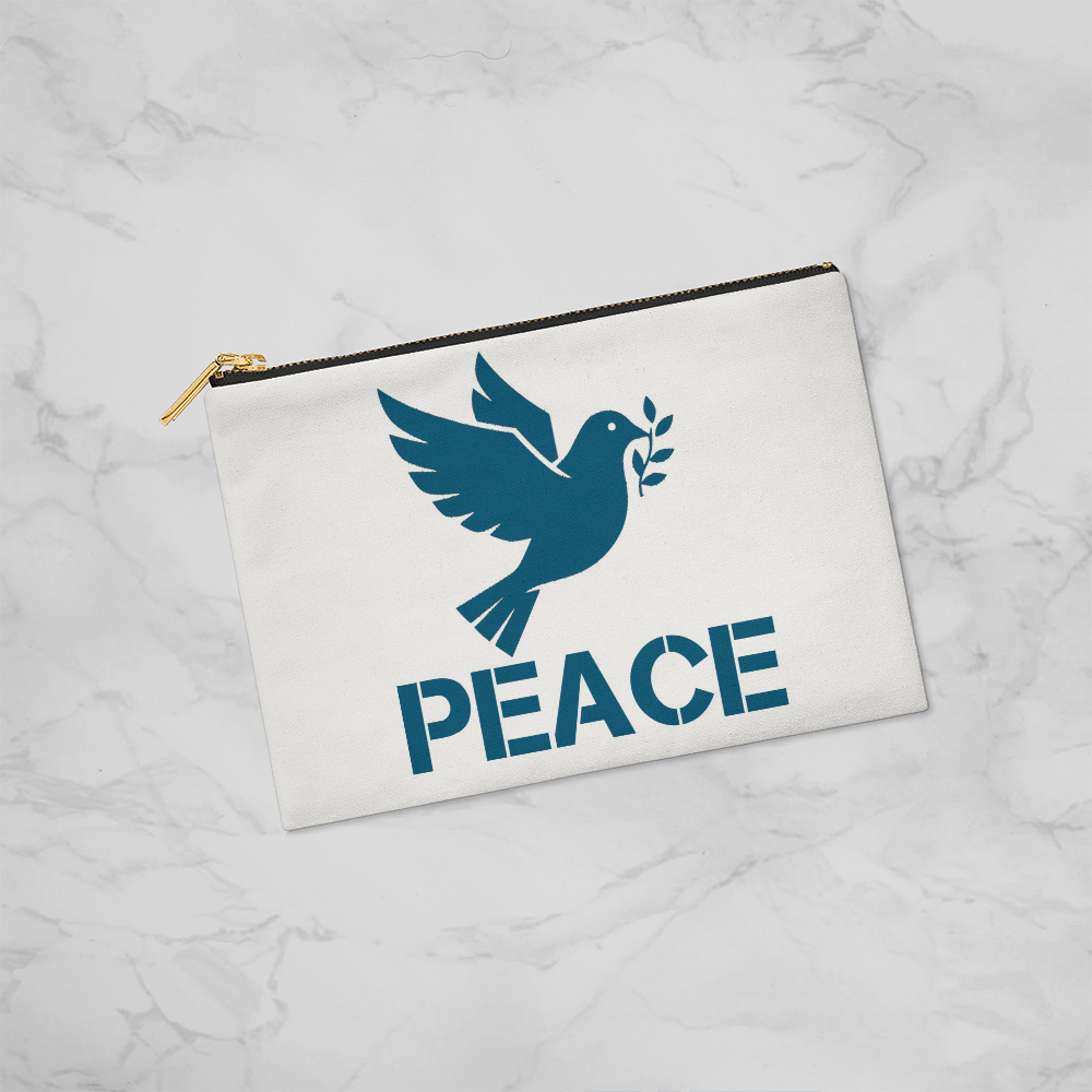 PEACE - Small Fabric Zippered Pouch - Gift for Her - Gift for Him