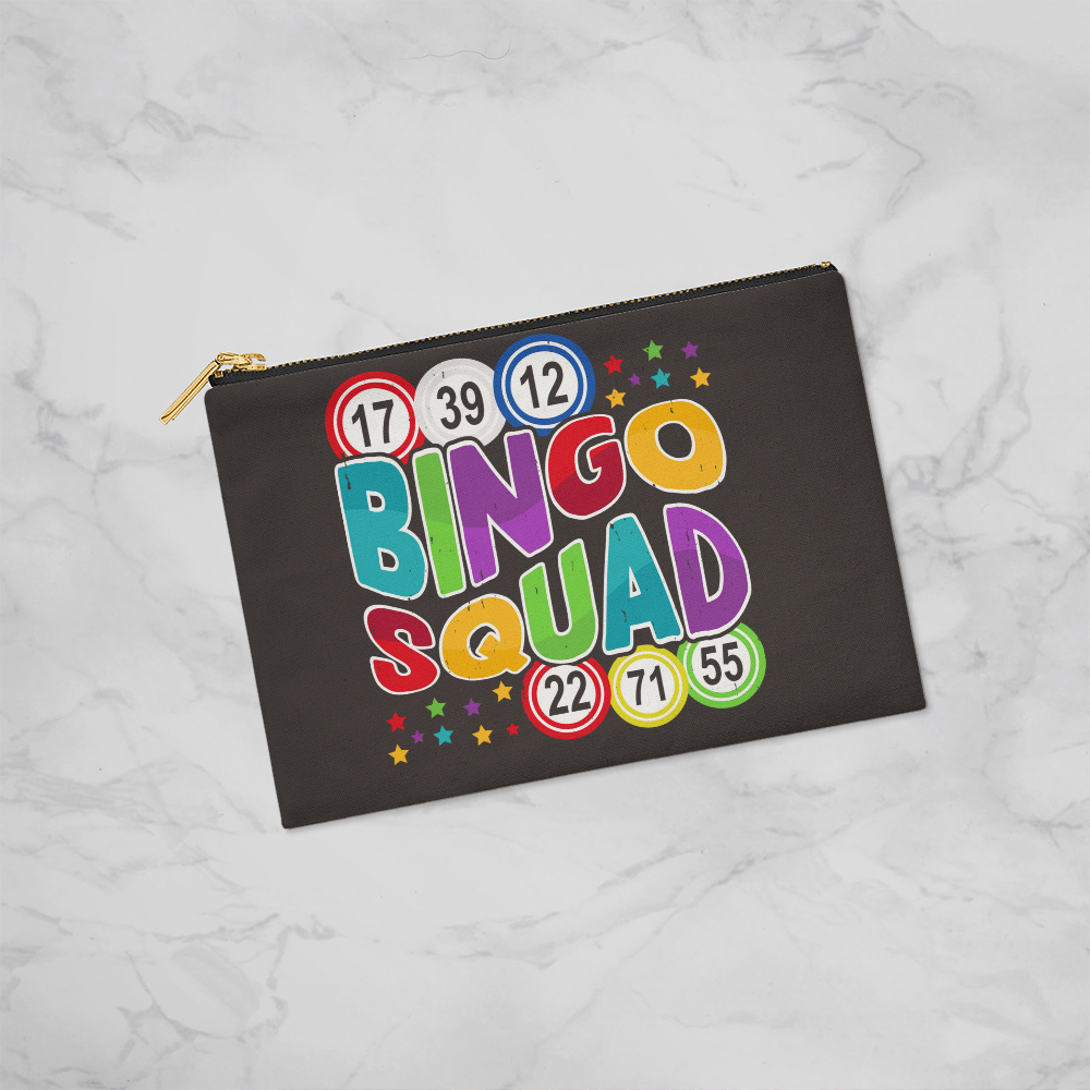 Bingo Squad – Small Fabric Zippered Pouch – Gift for Her - Gift for Him