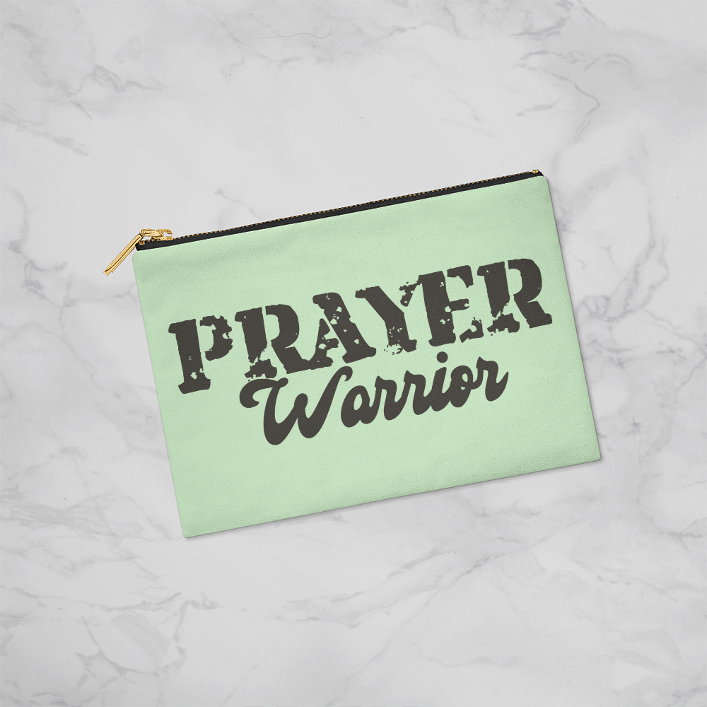Prayer Warrior - Small Fabric Zippered Pouch - Gift for Her - Gift for Him