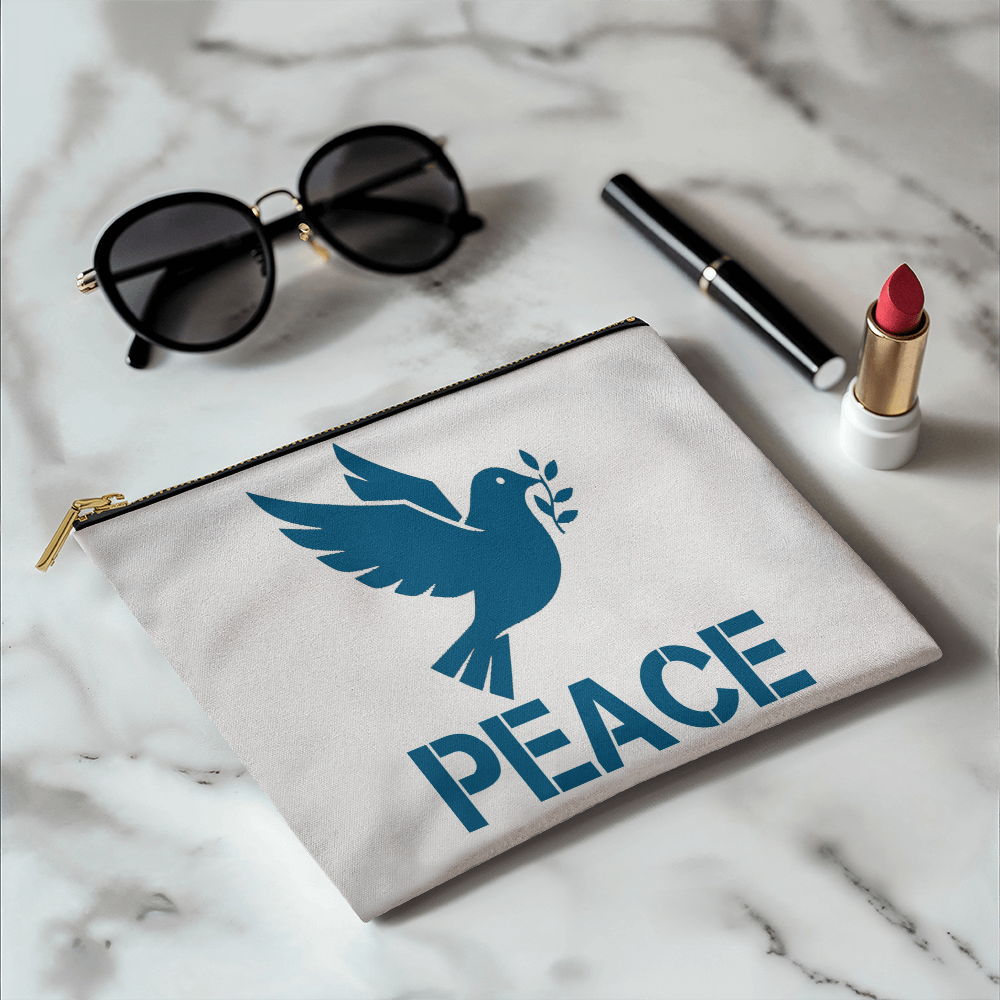 PEACE - Small Fabric Zippered Pouch - Gift for Her - Gift for Him