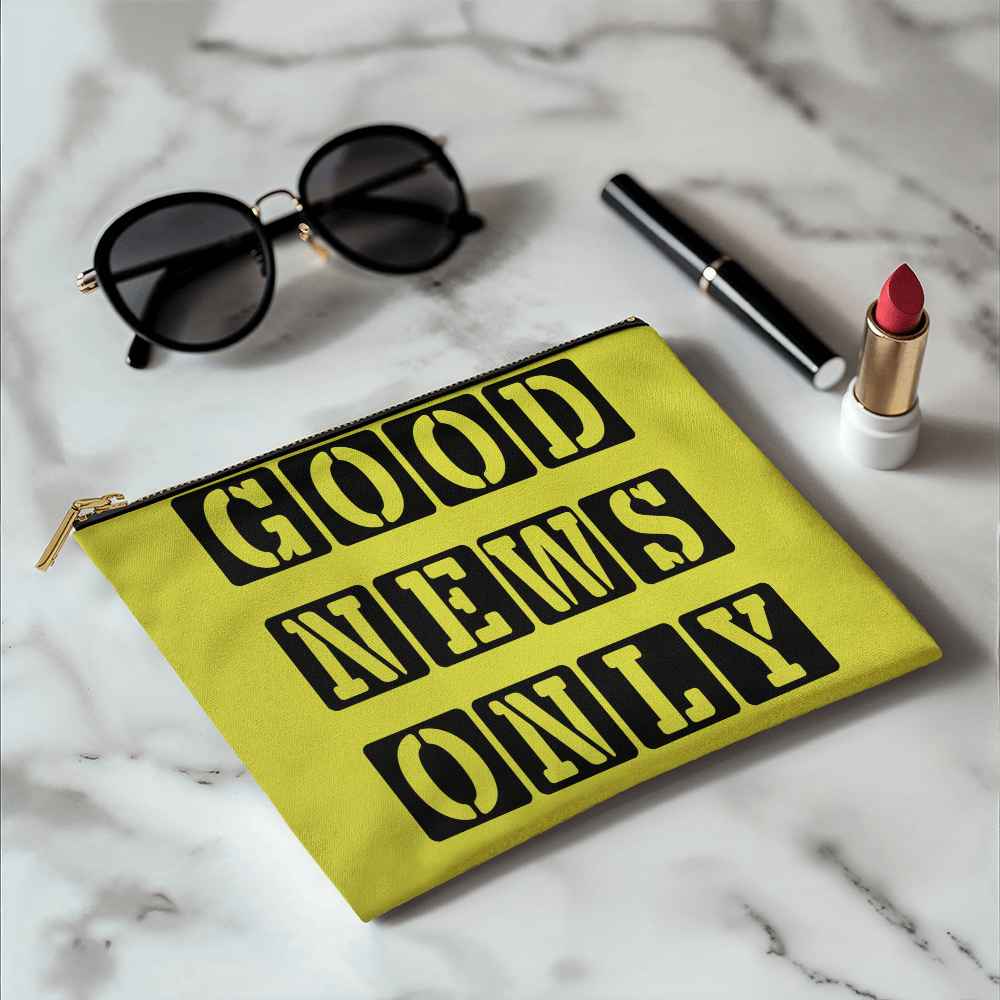 Good News Only - Small Fabric Zippered Pouch - Gift for Her - Gift for Him