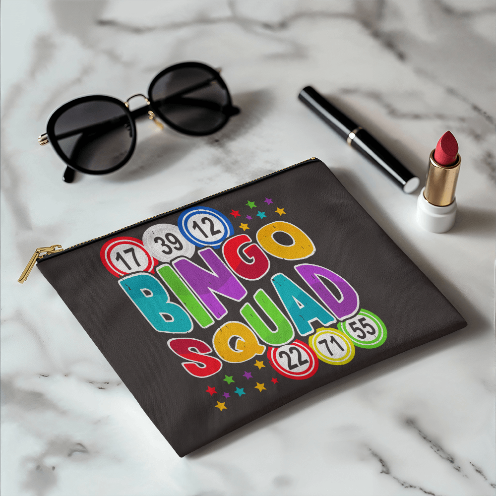 Bingo Squad – Small Fabric Zippered Pouch – Gift for Her - Gift for Him