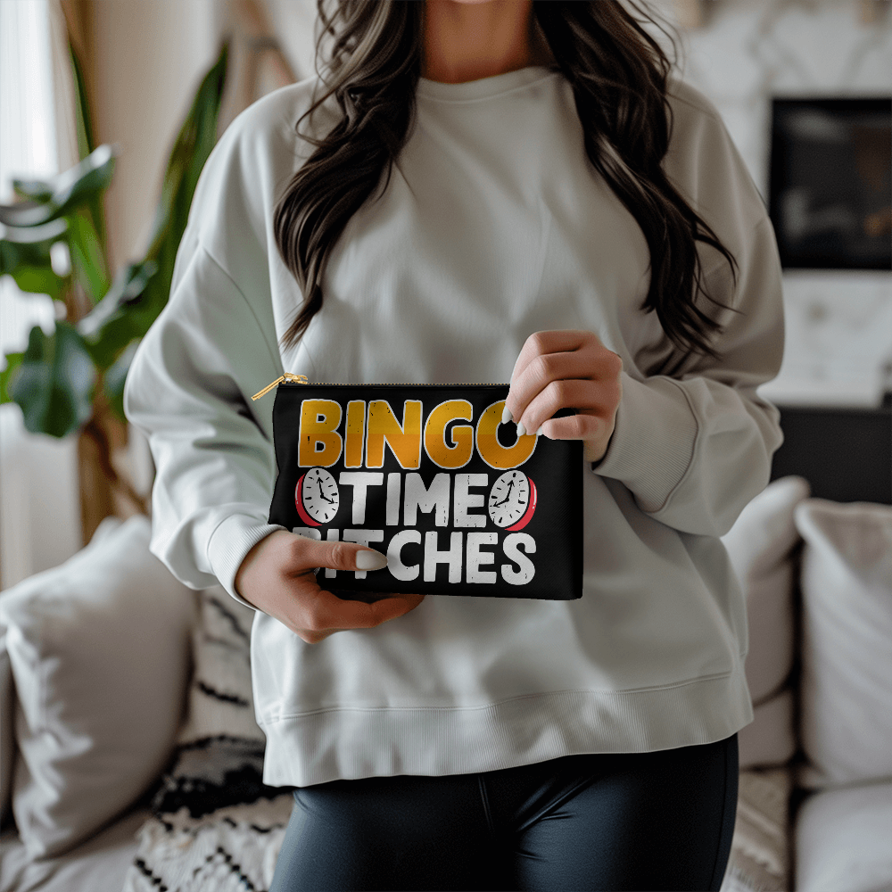 Bingo Time Bitches - Fabric Zippered Pouch Small - Gift for Her
