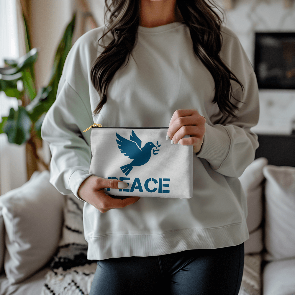 PEACE - Small Fabric Zippered Pouch - Gift for Her - Gift for Him